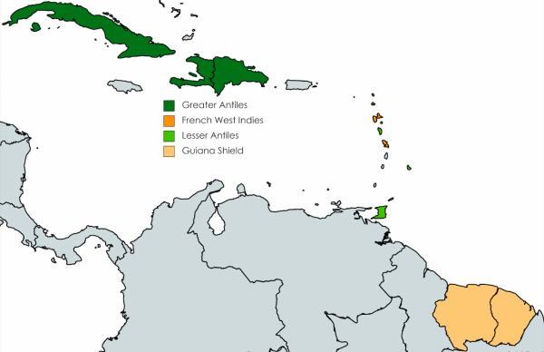Carte des Antilles / Amazonie